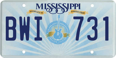 MS license plate BWI731