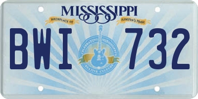 MS license plate BWI732