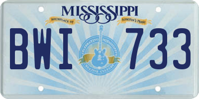 MS license plate BWI733