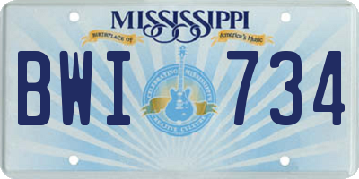 MS license plate BWI734