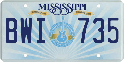 MS license plate BWI735