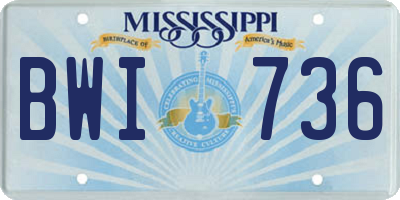 MS license plate BWI736