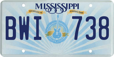 MS license plate BWI738
