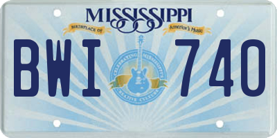 MS license plate BWI740