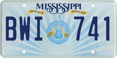 MS license plate BWI741
