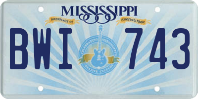 MS license plate BWI743