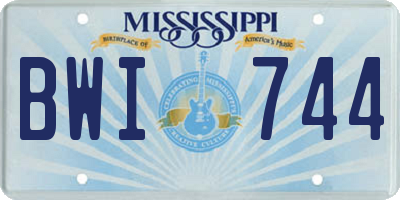 MS license plate BWI744