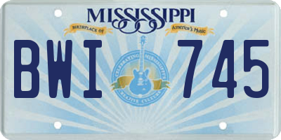 MS license plate BWI745