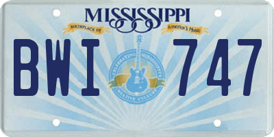 MS license plate BWI747