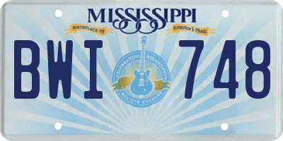 MS license plate BWI748