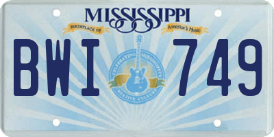 MS license plate BWI749
