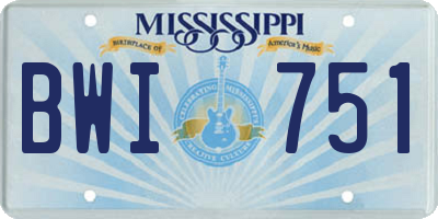 MS license plate BWI751