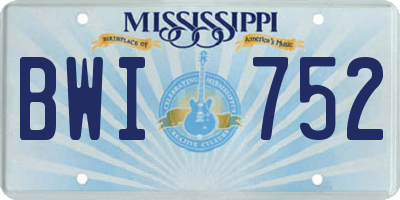 MS license plate BWI752