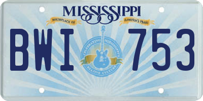 MS license plate BWI753