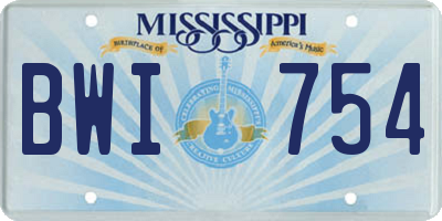MS license plate BWI754