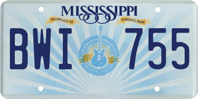 MS license plate BWI755