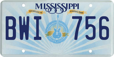 MS license plate BWI756