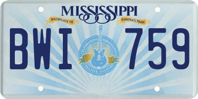MS license plate BWI759