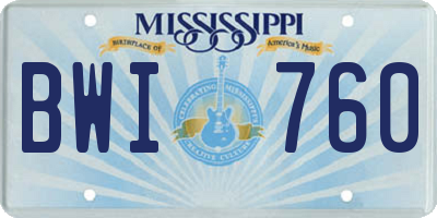 MS license plate BWI760