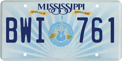 MS license plate BWI761