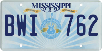 MS license plate BWI762