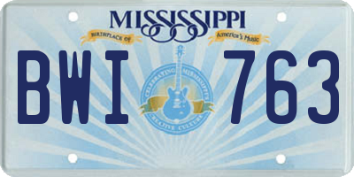 MS license plate BWI763