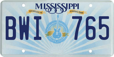 MS license plate BWI765