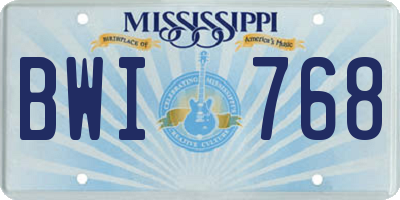 MS license plate BWI768