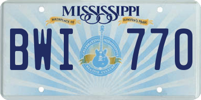 MS license plate BWI770