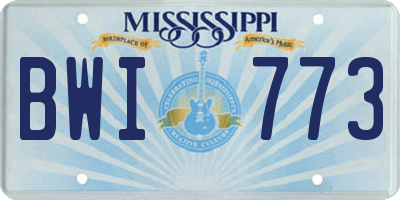 MS license plate BWI773
