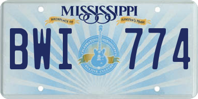 MS license plate BWI774