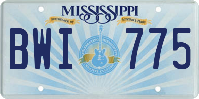 MS license plate BWI775