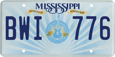 MS license plate BWI776