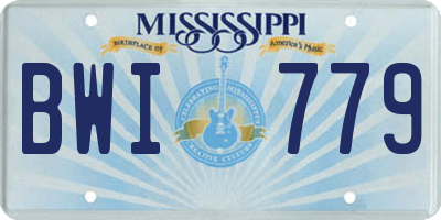 MS license plate BWI779