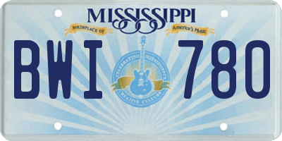 MS license plate BWI780