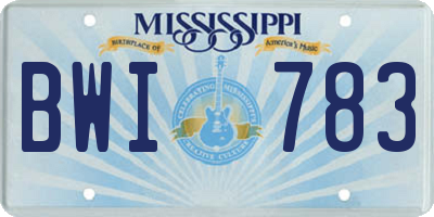 MS license plate BWI783