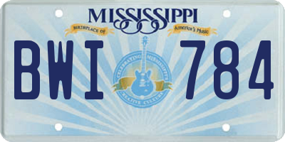 MS license plate BWI784
