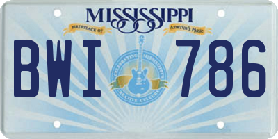 MS license plate BWI786