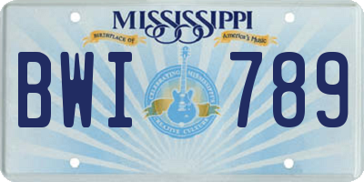 MS license plate BWI789
