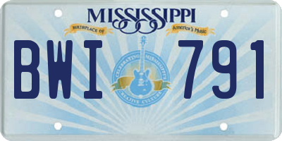MS license plate BWI791