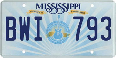 MS license plate BWI793
