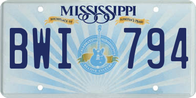 MS license plate BWI794