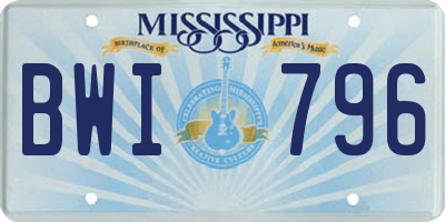 MS license plate BWI796