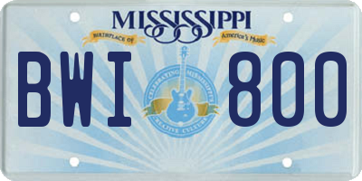 MS license plate BWI800