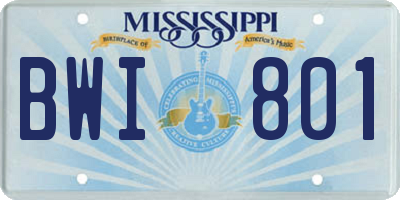MS license plate BWI801
