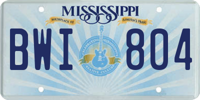 MS license plate BWI804