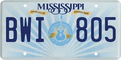 MS license plate BWI805