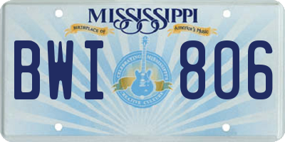 MS license plate BWI806
