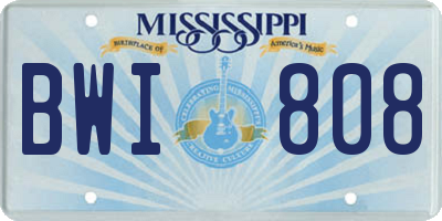 MS license plate BWI808