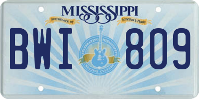MS license plate BWI809